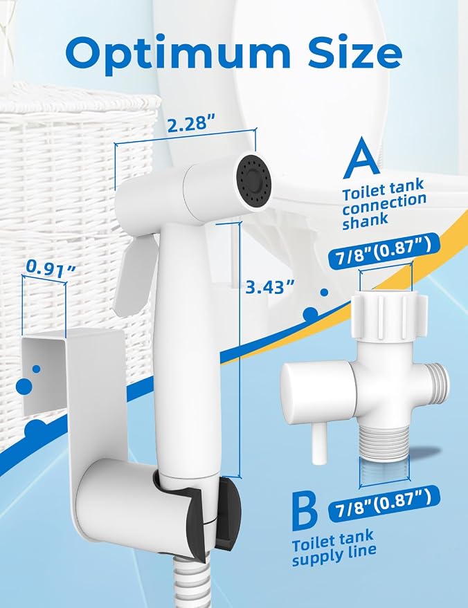 BRITULIF Bidet Sprayer for Toilet, Adjustable Pressure, Matte White | Leak-Free Hose, Tank or Wall Mount, Feminine Wash, Cloth Diaper Rinse, Stainless Steel Body, Nozzle, Soft Silicone Nozzle