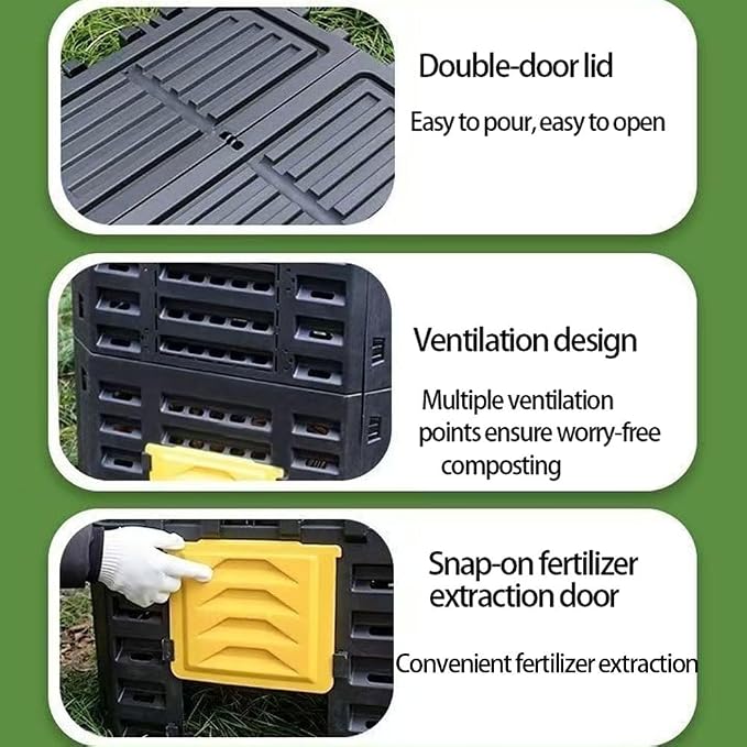 Vertical Stackable Composter for Small Spaces, Outdoor Garden Compost Bin with Expandable Design, Easy Assembly Food Waste Recycling Container(Second Floor)