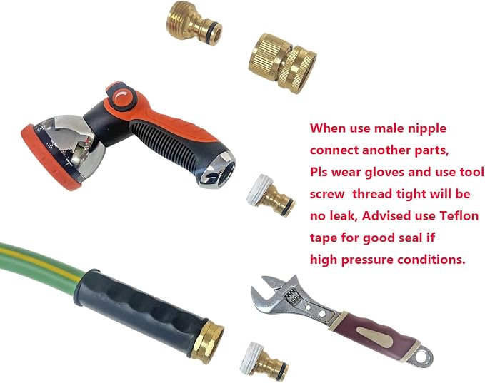 HQMPC Garden Hose Quick Connect Solid Brass Quick Connector Garden Hose Fitting Water Hose Connectors 3/4 inch GHT (3 SETS)
