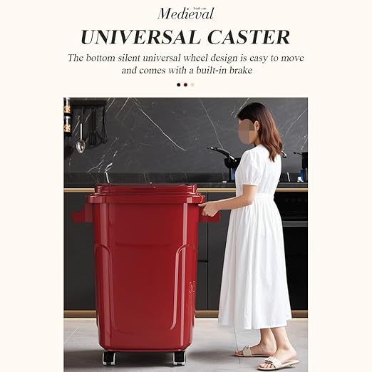 Trash Cans,Wheeled Outdoor Garbage Can,Wastebasket Trash Container, Recycling Bin,Stackable, Plastic,Lid,Rectangular,Recycle Logo,Rugged,Ergonomic Handle,Kitchen,Office,Workspace(White-1,61L)