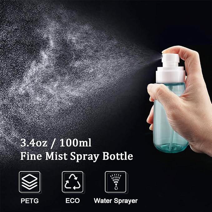 Spray Bottle for Hair TSA Approved 3.4oz 100ml 3 Pack Leak Proof Travel Spray Bottle Empty Refillable Small Spray Bottles for Perfume Essential Oils Toners Rose Water Cosmetics (3Green)