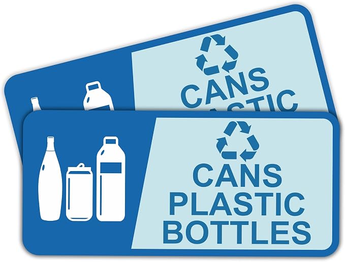 2PCS Recycle Sign Stickers for Trash Can，Self-Adhesive Waterproof Fade-Resistant Recycle Cans and Bottle Only Lables for Trash Bin, Home，Business，Shop，School，Public Area 7.3 x 3.3 In