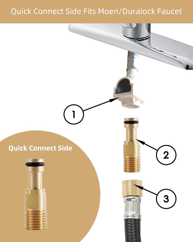 Universal Sink Spray Attachment with Braided Hose Set, Brushed Nickel | NSF/ANSI/CAN 372 Certified, Quick Side Connector Compatible with Moen Faucet Sprayer Head, Kitchen Sink Faucet Attachment