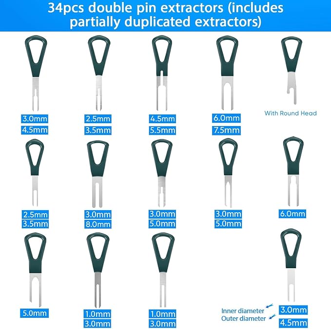 Terminal Removal Tool Kit 92 Pcs Depinning Tool Electrical Connector Pin Removal Tool Kit Pin Extractor Tool Set Wire Terminal Release Tool for Automotive Car Household Devices