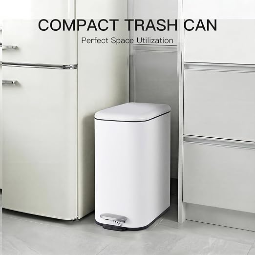 3.2 Gallon/12L Stainless Steel Step Trash Can, Soft Close Pedal Garbage Bin with Detachable Inner Bucket,Fingerprint Resistant,Dual-Use Waste & Recycling Container for Home Kitchen, Bathroom and Offic