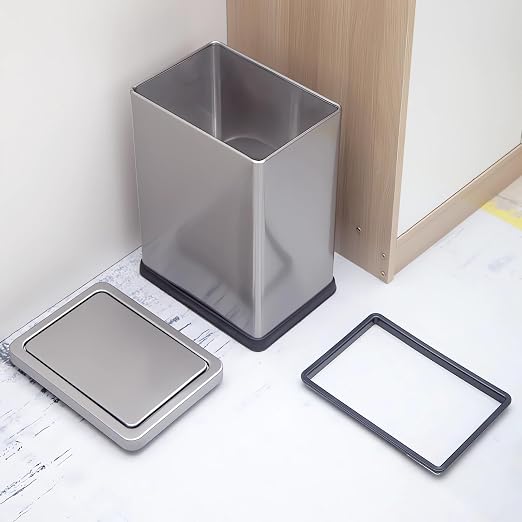 Stainless Steel Bathroom Trash Can with Swing Lid,4gallon Small Metal Garbage can Trash Bin Wastebasket for Office Bedroom Powder Room (Stainless Steel)