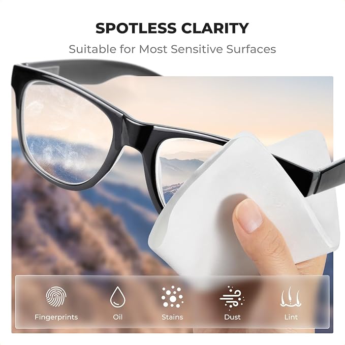 K&F CONCEPT Microfiber Lens Cleaning ClothX12,Glasses Cleaning,High Density | Individually Packaged,Percision Cleaning,Washable And Reusable,for Eyeglasses,Camera Lens,Screen Cleaning,White & Grey,MC01
