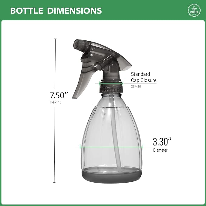 Bar5F Plastic Spray Bottle, 12 oz, 2 Count | Leak Proof, Empty, Trigger Handle, Adjustable Fine to Stream Output, Refillable