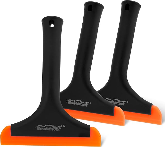NEWISHTOOL All-Purpose Small Silicone Squeegee Window Tint Tool, 3 Pack | Small Squeegee for Shower Glass Door Mirror Car Windshield Kitchen Countertops Cleaning Water Removal Scraper w/ Hanging Hole