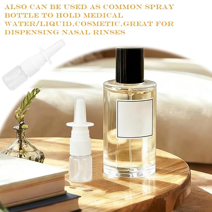 12Pcs Mini Plastic Nasal Spray Bottles - 5Ml Portable Empty Refillable Fine Mist Sprayers Cosmetic Perfume Makeup Water Storage Holder Container (Clear)