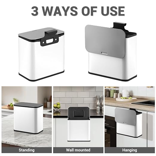 1.3 Gallon/5L Stainless Steel Step Trash Can, Soft Close Garbage Bin with Detachable Inner Bucket,Fingerprint Resistant,Dual-Use Waste & Recycling Container for Home Kitchen, Bathroom and Office