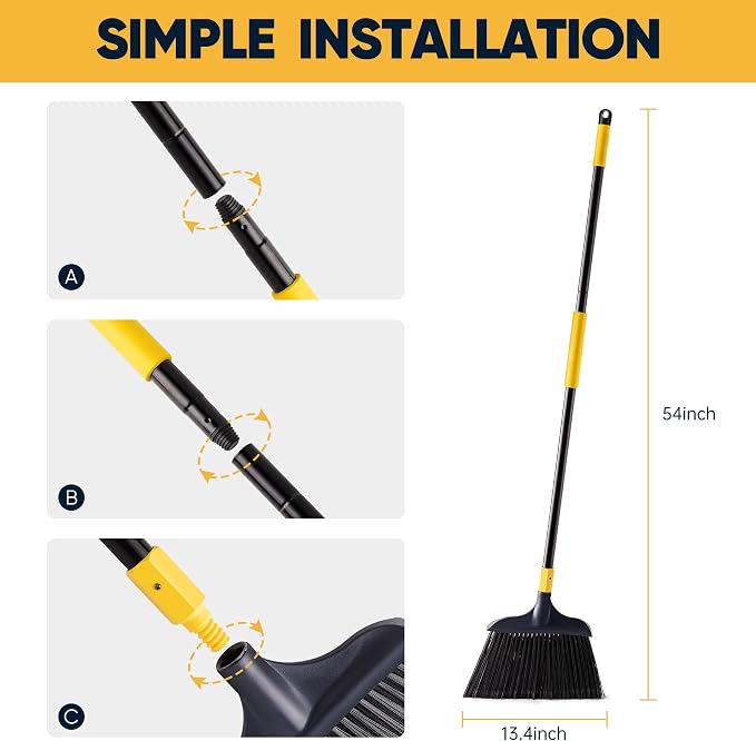 Yocada Commercial Broom Outdoor Indoor Commercial 3 PCS 54Inch (Pack of 3)