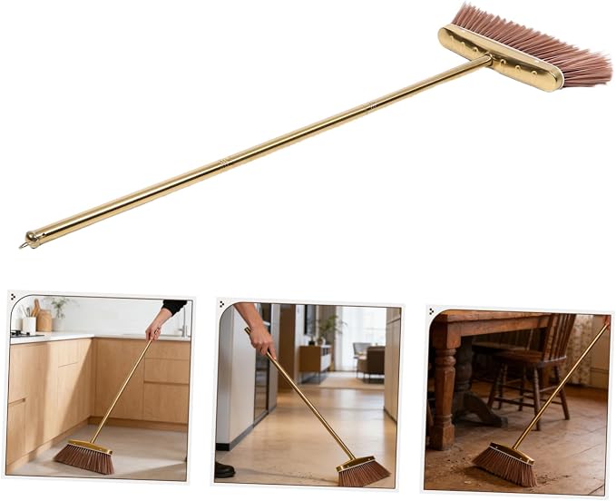 BESTOYARD Thickened Stainless Steel Dust Broom with Detachable Handle, Fine Bristle Indoor and Outdoor Floor Sweeping Broom for Yard, Patio, and Home Cleaning