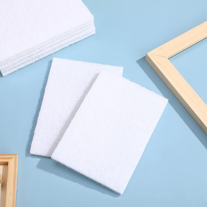 20 Pieces White Scrubbing Pad Non Scratch Scouring Pads Non Woven Scouring Sponge Multipurpose Abrasive Multi Surface Scrubber for Cleaning Polishing Home(6 x 9 Inch)