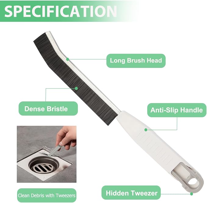 Crevice Cleaning Brush Hard Bristled, Grout Cleaner Brush, Multifunctional Thin Gap Scrub Brush, Bathroom Cleaner Tools for Household Use, Kitchen, Window, Toilet, Grout, Faucets(3PCS Frtosted White)