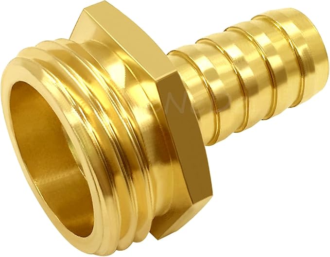 Uenede Brass 1/2" Barb x 3/4" GHT Male Garden Hose End Connector, 2PCS | Splicer Mender Repair Fitting Fit for 1/2"ID Garden Hose Includes Clamps