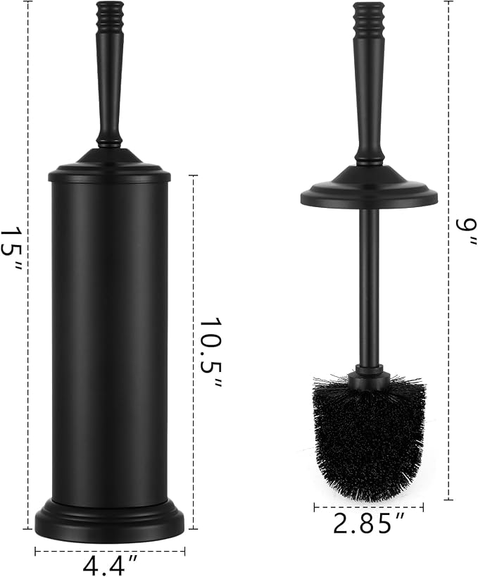 Black Toilet Brush and Holder Set,Toilet Bowl Brush and Holder | Heavy Duty Toilet Brush for Bathroom, Stainless Steel Toilet Cleaner Brush,Deep Cleaning,Space Saving,Covered Brush