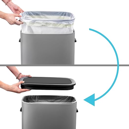 TrailBlaze Grey 50L/13 Gal Automatic Motion Sensor Trash Can with Lid, Dual Trash & Recycling Bin for Kitchen, Office, Bedroom, Bathroom