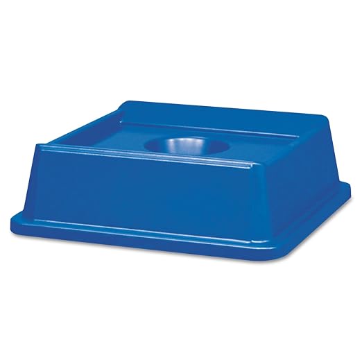 Rubbermaid Commercial Products Untouchable Square Bottle/Can Recycling Lid for 35G & 50G Containers, Blue Recycling