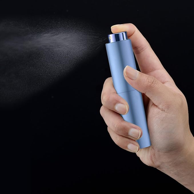 Tekson 10ml Travel Perfume Atomizer, Cologne Spray Bottle, Coffee Sprayer | Mini spray bottle refillable, for espresso, RDT, water, coffee bean, small size, twist up, portable, for men & women, blue