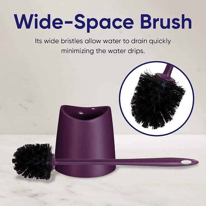 Toilet Brush Cleaner and Holder Purple 2 Pack Toilet Bowl Cleaner Brush with Scrubbing Wand, Brush and Storage Caddy for Easy Bathroom Cleaning