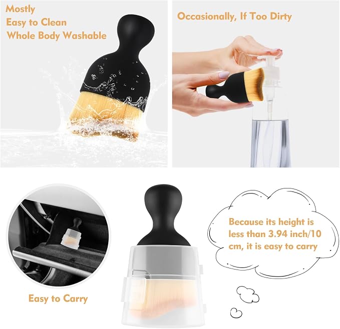 Car Interior Cleaning Brush Car Duster Interior with Ultra Soft Bristles | Auto Detailing Brushes Dusting Car Accessories for Dashboard, AC Vents, Leather, Scratch-Free (1Pack)