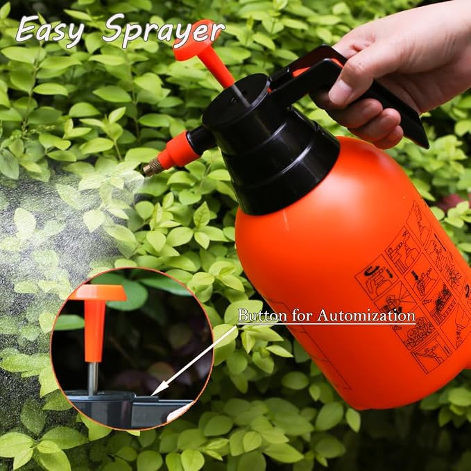 3 Pack 2L Handheld Garden Pressure Sprayer with Adjustable Brass Nozzle | 12 Inch Plant Mister Sprayer for Indoor Houseplants, Lawn Watering, Household Cleaning, Patio & Garden Maintenance