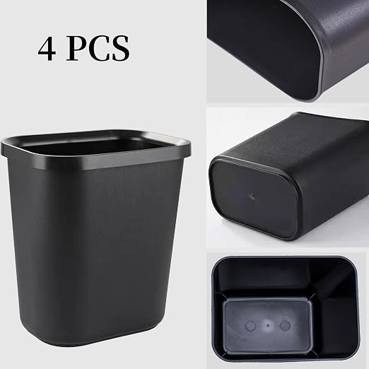 Black Small Trash Can 4Pack, 2Gallon/8 L Plastic Office Trash Can | Garbage Can Under Desk, Trash Cans for Bedroom, Office and Kitchen, Bathroom Trash Can Fits Narrow Space, Plastic Trash Can
