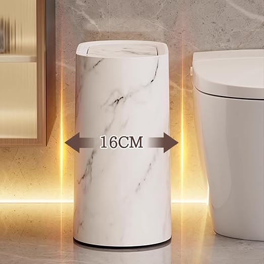 Slim Trash Can with Lid, 2.6 Gallons / 12 Liter Slim Small Compact Plastic Small Garbage Can,Durable Easy to Clean Trash Bin for Bedroom,Compact Spaces,Dorms,Kitchen,Bathroom,Office