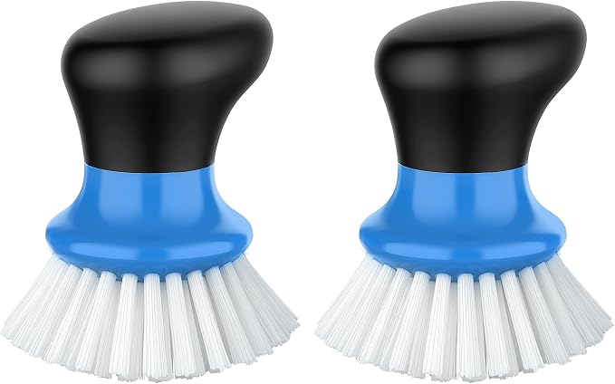 MR.SIGA Dish Scrub Brush, Palm Brush Dish Scrubber, Blue, Pack of 2 | Kitchen Brushes for dishes, pans, pots, sink cleaning, palm scrubber, palm scrub brush, dish scrubber