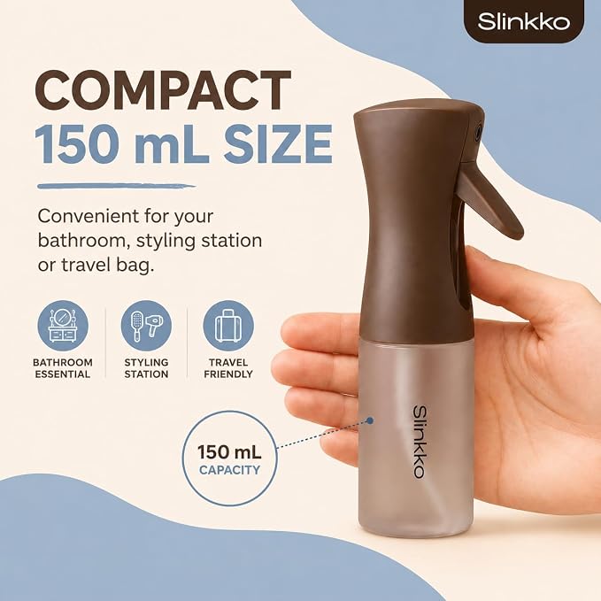 Mist Continuous Spray Bottle 150ml, Smoked Cocoa | Ultra Fine Continuous Mist, Leak Resistant, Refillable, For Styling, Plants & Cleaning, Ergonomic Design