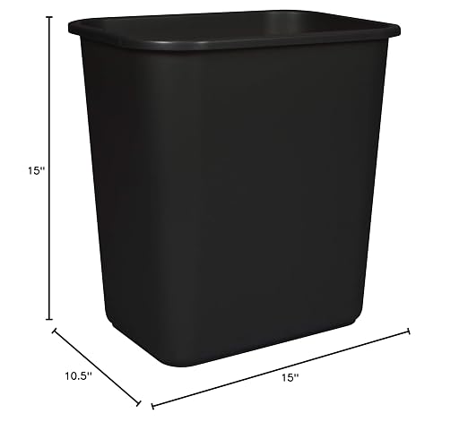 Storex 7 Gallon Trash Can, Gray, 6-Pack Black