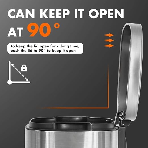 8 Gallon (30L) Stainless Steel Trash Can with Lid, Removable Inner Bucket, Foot Pedal, Soft Close, for Office&Home&Kitchen