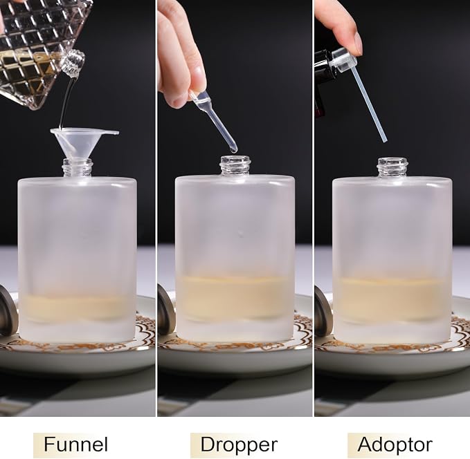 50ml/1.7 Oz Glass Perfume Spray Bottle Perfume Atomizer Empty | Refillable Perfume Cologne Spray Bottle Fine Mist with 3 Kinds of Perfume Dispenser