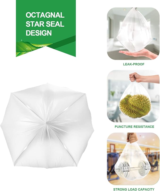 FORID Clear Small Trash Bags, 1.2 Gallon Garbage Bags, Wastebasket Bin Liners 220 Count Plastic Trash Bags for Bathroom Bedroom Office Garbage Can 5 Liters - Durable & Thick Trash Bag