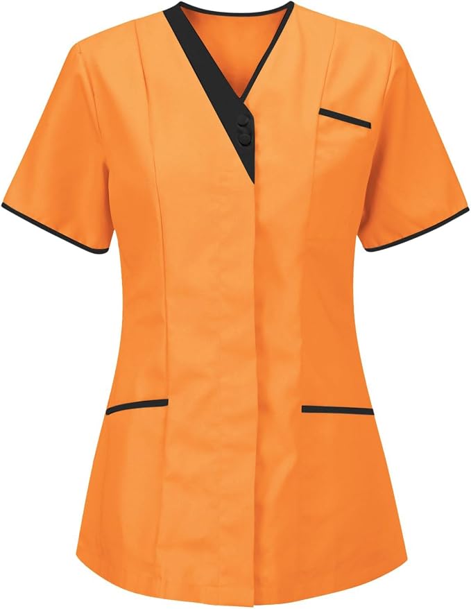 Womens Scrub Tops Fitted Short Sleeve Scrubs for Women Housekeeping Uniform Cleaning Uniforms 2026 Nurse T-Shirts