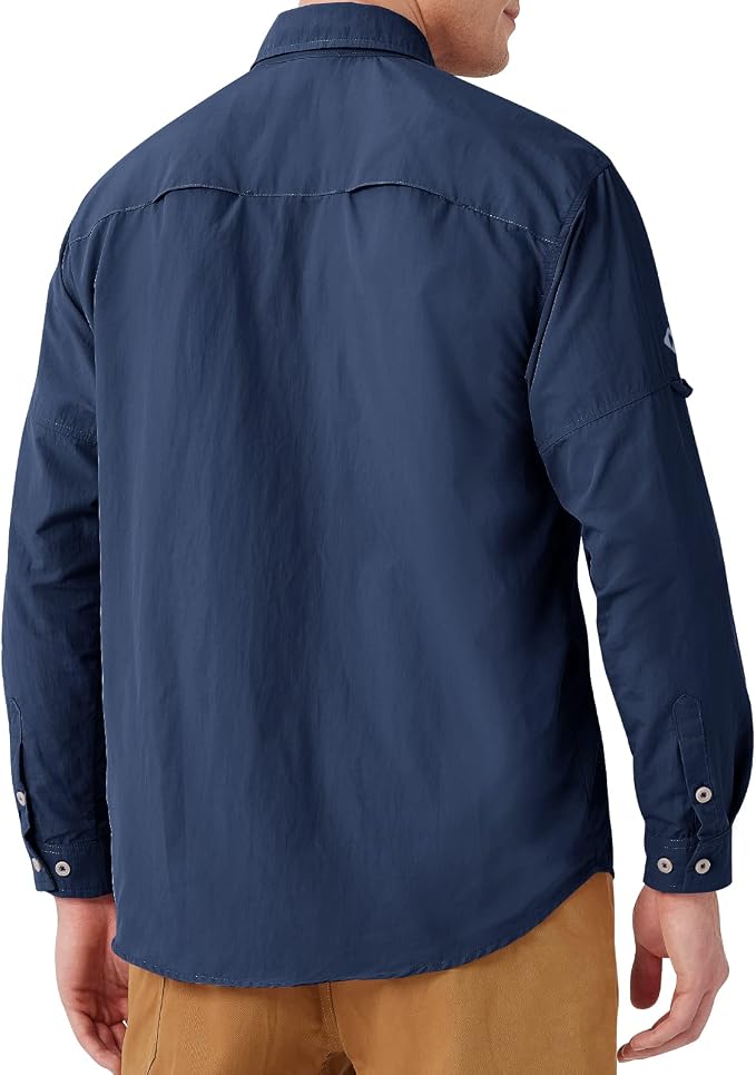 NAVISKIN Men's UPF 50+ Sun Protection Long Sleeve Fishing Shirts | UV Protective, Quick Dry, Vented Back, Utility Pockets, Roll Up Sleeves, Lightweight PFG Shirts For Hiking Camping Safari