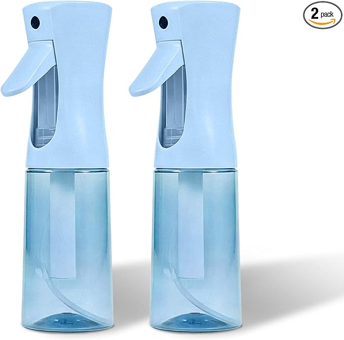 Continuous Spray Bottle for Hair - Ultra Fine Mist Water Sprayer for Hairstyling, Curls, Plants, Cleaning, Salon - 200ml/6.8oz 2 Pack