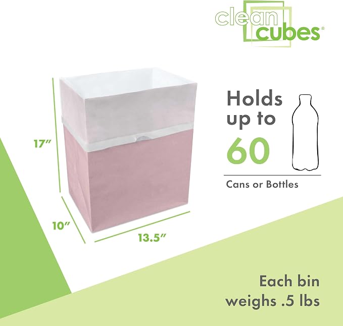 Clean Cubes 13 Gallon Disposable Pop-Up Trash Cans, 6-Pack (Pink) | One Pack Covers the Whole Party, Place a Bin in Every Corner, No Assembly, Built-In Liner, Toss the Whole Bin When Full