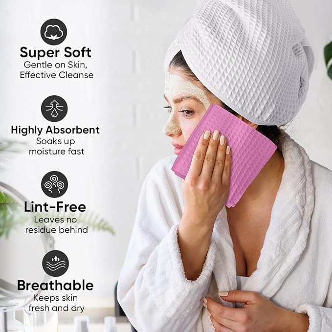 HOMEXCEL Waffle Weave Microfiber Towel, 10 PK Waffle Towels, 12 x 12 in | 400GSM Barista Towels, Waffle Wash Cloths for Bathroom, Hand, Super Absorbent Kitchen Microfiber Cleaning Cloth for Household