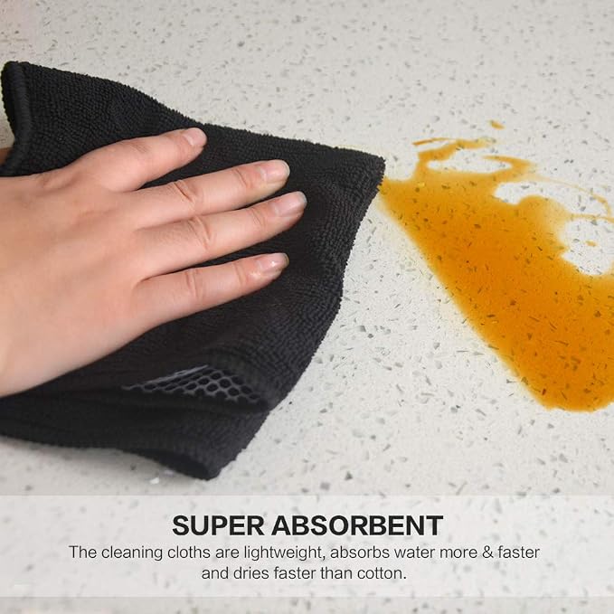 Dish Cloth for Washing Dishes Kitchen Washcloth Cleaning Cloth | 12x12inch 5pack Kitchen Towels Rags, Microfiber Cleaning Cloths, Wash Cloths with Poly Scour Side, Wholesale, Assorted