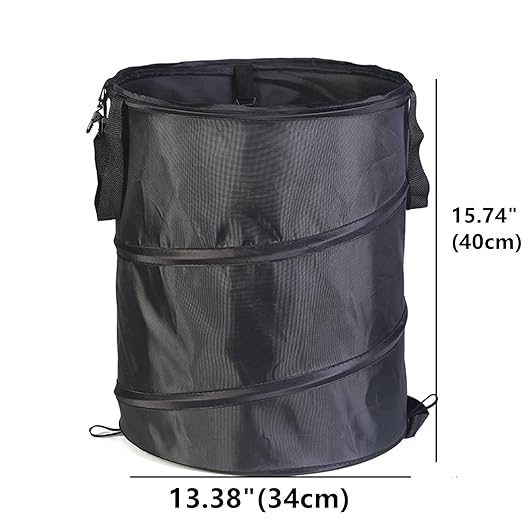 10 Gallon Camping Trash Can, Collapsible, Pop up Trash Can for Camping, Travel, Outdoor,Home,Black Color