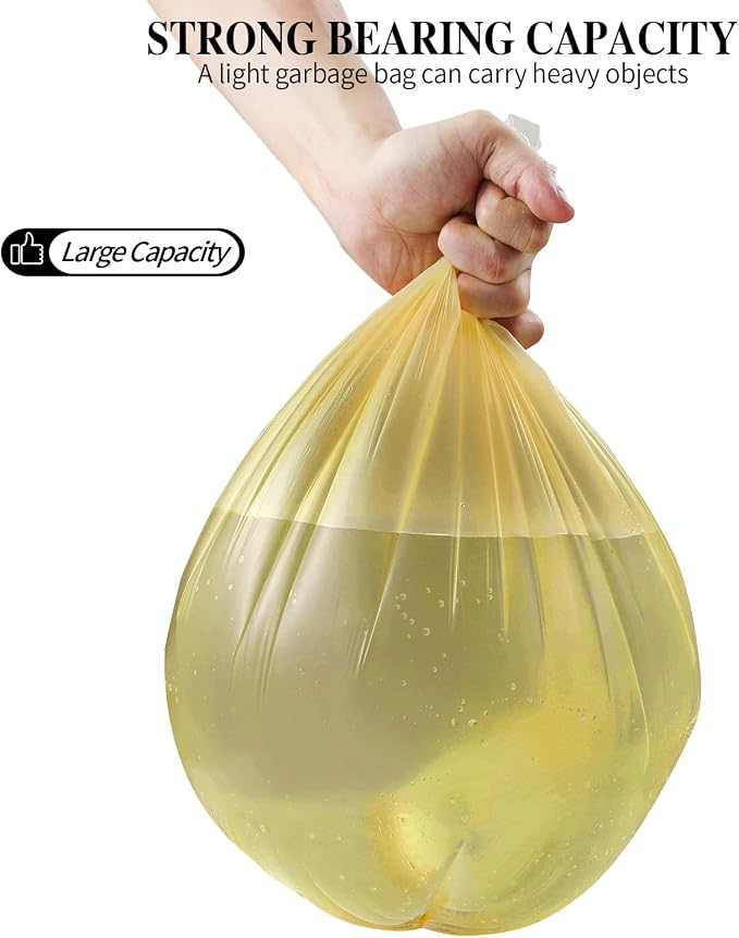 5 Rolls Small Trash Bags - 100 Counts 4 Gallon Small Garbage Bags(Golden) | Durable for home office kitchen Bathroom Bedroom Trash Can liners