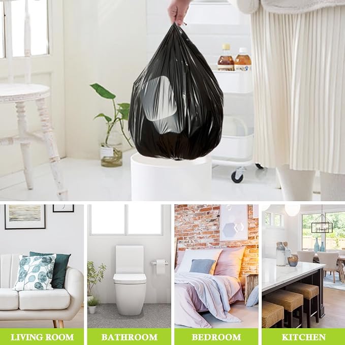 8 Gallon 130 Counts Strong Trash Bags Garbage Bags by RayPard, fit 30 Liter Kitchen Waste Basket, Medium Trash Bags Can Liners for Home Office Kitchen Bathroom Bedroom, Black