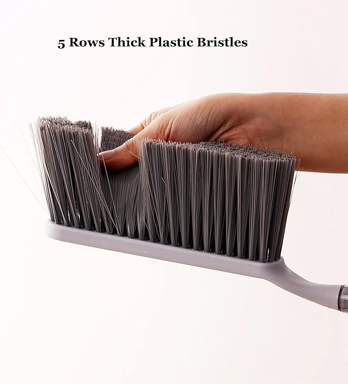 Dusting Brush, 13" Short Thick Firm Plastic Bristles Broom | Medium Handheld Dust Besom, Cleaning Heavier Litter, Workbench, Machine, Camping, Cloakroom, Gardening, Sofa