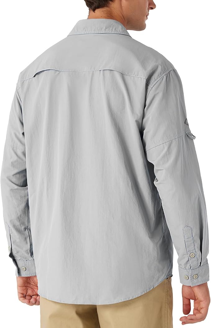 NAVISKIN Men's UPF 50+ Sun Protection Long Sleeve Fishing Shirts | UV Protective, Quick Dry, Vented Back, Utility Pockets, Roll Up Sleeves, Lightweight PFG Shirts For Hiking Camping Safari