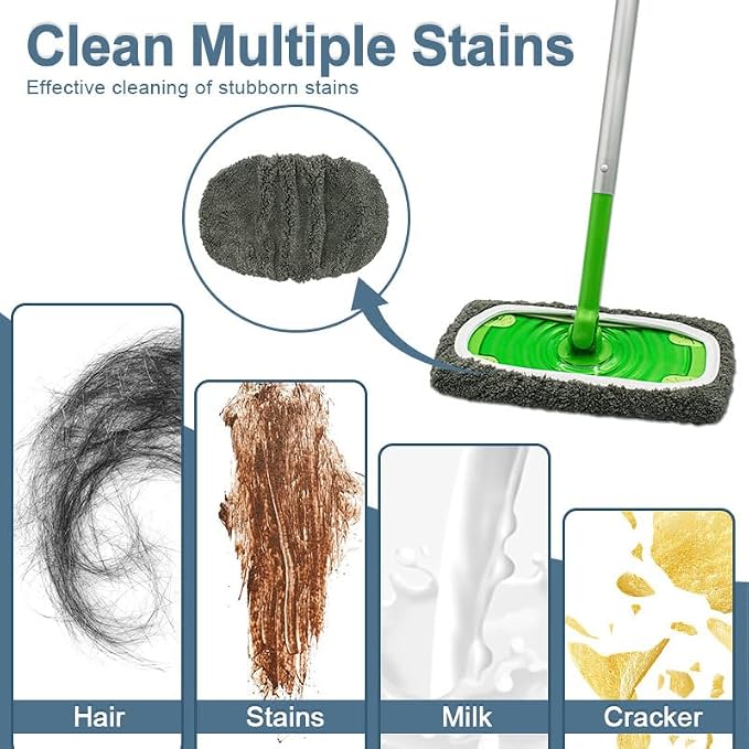 6pcs Reusable Microfiber Mop Pads for Swiffer Sweeper(Mop not Include) | Washable Refills Pads for Wet & Dry Sweeping Cloths Mop Head Replacement for Household Cleaning