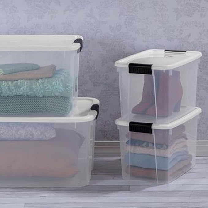 Sterilite Ultra Latch Box with Lids for Home and Office, 30 Quart, 6-Pack | Heavy-Duty and Stackable Plastic Containers with Latches for Closet, Cabinet, Bedroom, Bathroom and Dorm Room Organization
