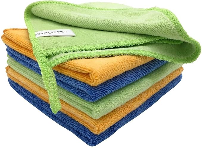 400 GSM Microfiber Cleaning Cloths, Ultra Absorbent, Thick, Lint Free Reusable Cleaning Cloths for Kitchen, Glass, Stainless Steel, Car Detailing & Household Cleaning, 6 Pack, 12" x 12"
