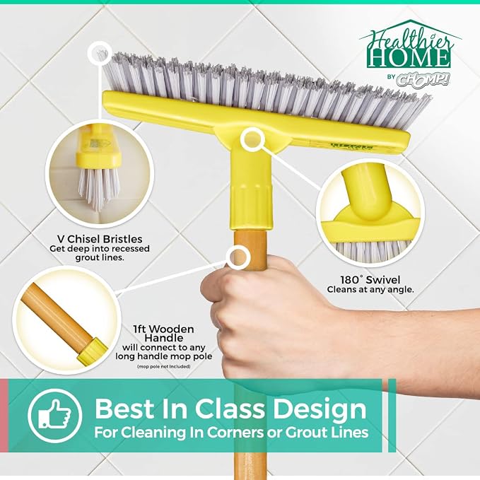 CHOMP! Grout Cleaner Bundle, Includes Grout Brush, Refreshes Grout and Removes Stains on Tile Floors and Bathroom Walls & Kitchens (4 Pack Set)